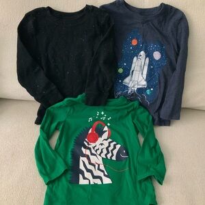 4T boy space rocket ship zebra long sleeve tee shirts bundle